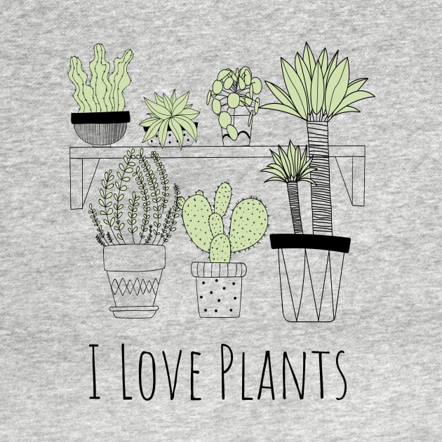 I Love Plants (dark) by Tee's Tees